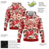Custom Stitched Red Cream 3D Skull Fashion Flower Sports Pullover Sweatshirt Hoodie - Image 2