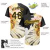 Custom White Black-Yellow 3D Pattern Design Music Festival Watercolor International Jazz Day Authentic Baseball Jersey - Image 3