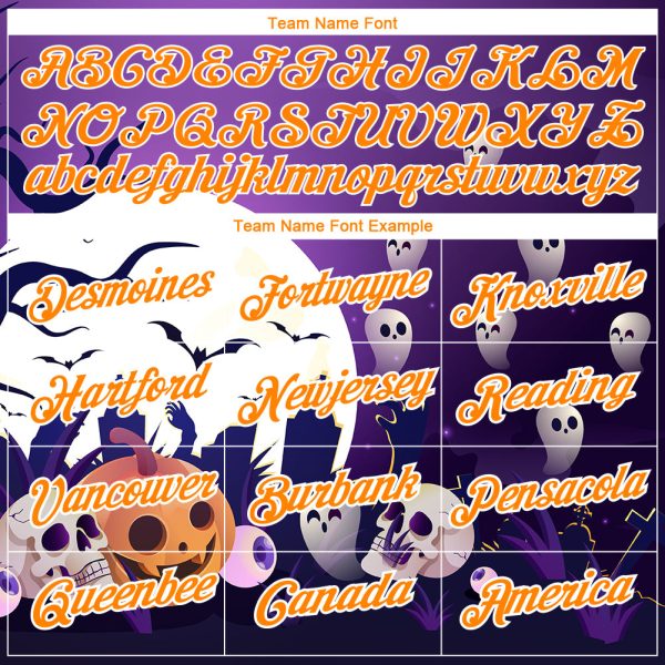 Custom Purple Bay Orange-White 3D Halloween Performance T-Shirt - Image 3