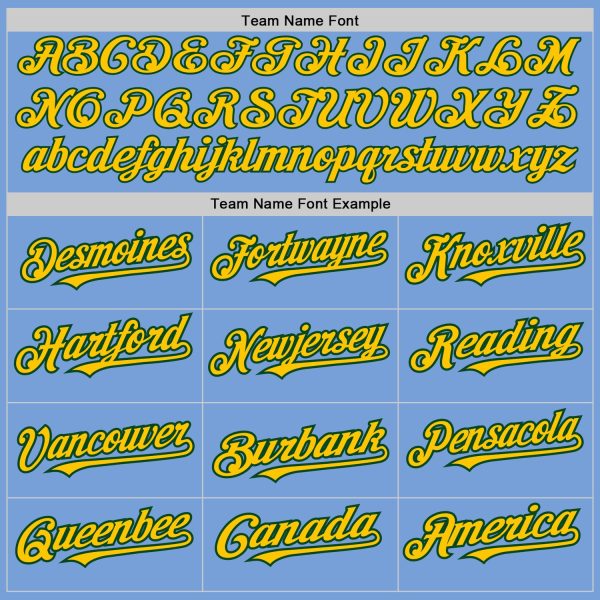 Custom Light Blue Yellow-Green 3 Colors Arm Shapes Authentic Baseball Jersey - Image 5