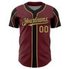 Custom Burgundy Old Gold-Black 3 Colors Arm Shapes Authentic Baseball Jersey - Image 3