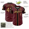 Custom Burgundy Old Gold-Black 3 Colors Arm Shapes Authentic Baseball Jersey - Image 4