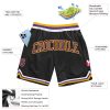 Custom Black Purple-Gold Authentic Throwback Basketball Shorts - Image 2