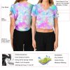 Custom Women's Tie Dye White-Light Blue Watercolor Gradient 3D V-Neck Cropped Baseball Jersey - Image 3