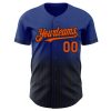 Custom Royal Pinstripe Orange-Black Authentic Fade Fashion Baseball Jersey - Image 3