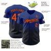 Custom Royal Pinstripe Orange-Black Authentic Fade Fashion Baseball Jersey - Image 4