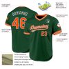 Custom Green Orange-Gray Authentic Throwback Baseball Jersey - Image 3