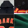 Custom Green Orange-White Bomber Full-Snap Varsity Letterman Two Tone Hoodie Jacket - Image 2