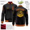Custom Black Crimson-Gold Bomber Varsity Letterman Zipper Jacket - Image 3