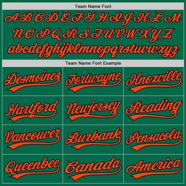 Custom Kelly Green Orange-Black Authentic Throwback Baseball Jersey - Image 4