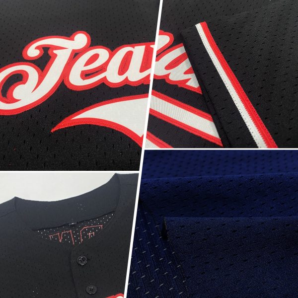 Custom Navy Royal-White Mesh Authentic Throwback Baseball Jersey - Image 2