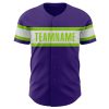 Custom Purple White-Neon Green Authentic Baseball Jersey - Image 2