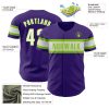 Custom Purple White-Neon Green Authentic Baseball Jersey - Image 3