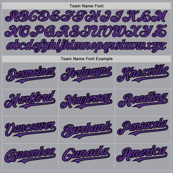 Custom Gray Purple-Black Authentic Raglan Sleeves Baseball Jersey - Image 4
