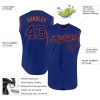 Custom Royal Royal-Orange Authentic Sleeveless Baseball Jersey - Image 2