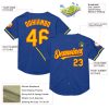 Custom Royal Yellow-Orange Mesh Authentic Throwback Baseball Jersey - Image 3