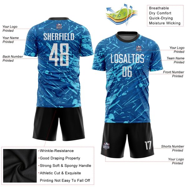 Custom Royal White-Light Blue Sublimation Soccer Uniform Jersey - Image 3