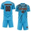 Custom Sky Blue Black-Orange Sublimation Soccer Uniform Jersey - Image 2