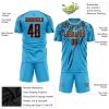 Custom Sky Blue Black-Orange Sublimation Soccer Uniform Jersey - Image 3