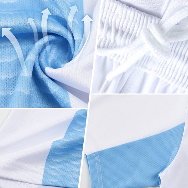 Custom Royal White Diagonal Lines Sublimation Soccer Uniform Jersey - Image 3