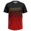 Custom Red Black-Old Gold 3D Pattern Two-Button Unisex Softball Jersey - Image 2