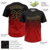 Custom Red Black-Old Gold 3D Pattern Two-Button Unisex Softball Jersey - Image 3