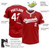 Custom Red White-Gray Two-Button Unisex Softball Jersey - Image 3