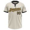 Custom Cream Black Pinstripe Old Gold Two-Button Unisex Softball Jersey - Image 2