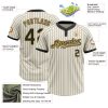 Custom Cream Black Pinstripe Old Gold Two-Button Unisex Softball Jersey - Image 3