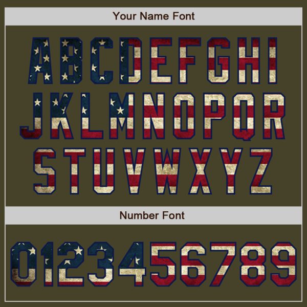 Custom Olive Navy Pinstripe Vintage USA Flag Salute To Service Two-Button Unisex Softball Jersey - Image 5