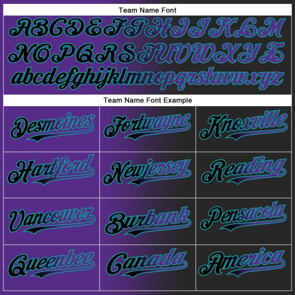 Custom Black Purple-Teal Gradient Fashion Two-Button Unisex Softball Jersey - Image 4