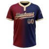 Custom Navy Vintage USA Flag Maroon-City Cream Gradient Fashion Two-Button Unisex Softball Jersey - Image 2