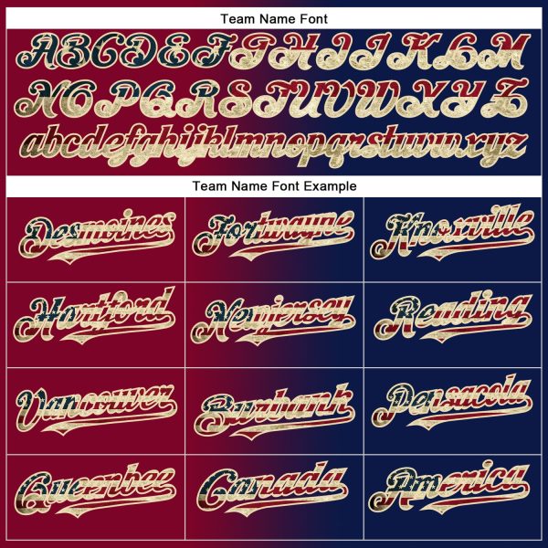 Custom Navy Vintage USA Flag Maroon-City Cream Gradient Fashion Two-Button Unisex Softball Jersey - Image 4