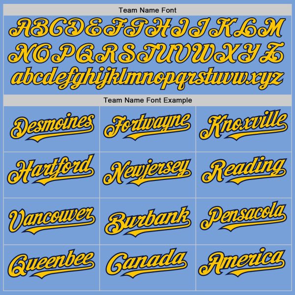 Custom Light Blue Yellow-Navy Pinstripe Authentic Split Fashion Baseball Jersey - Image 4