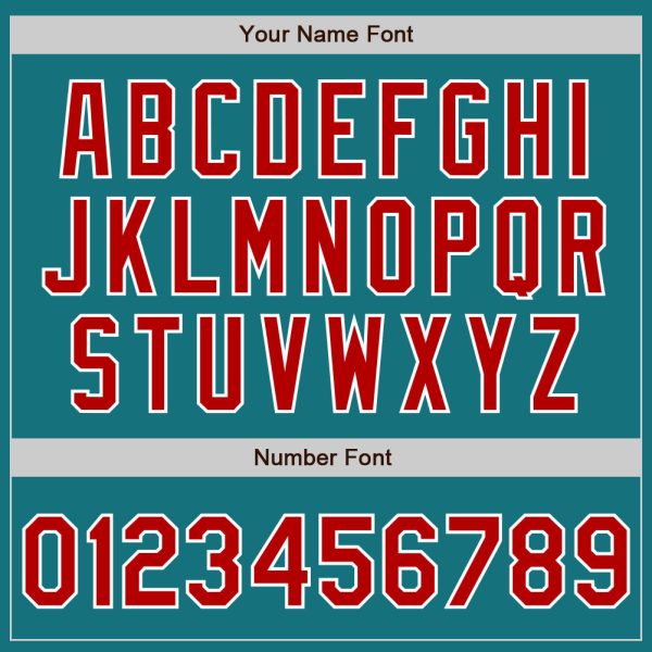 Custom Teal Red-White Authentic Baseball Jersey - Image 5