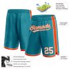 Custom Teal White-Orange Authentic Basketball Shorts - Image 2