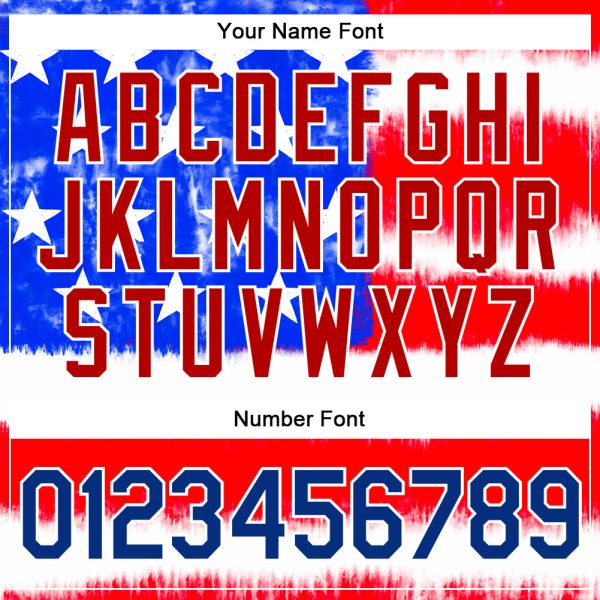 Custom Tie Dye Royal-Red 3D American Flag Authentic Baseball Jersey - Image 5