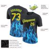 Custom Black Gold-Aqua 3D Pattern Design Flame Performance T-Shirt - Image 2