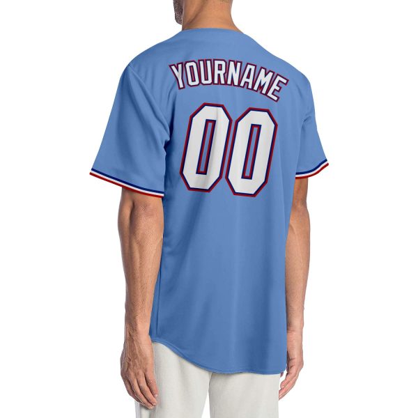 Custom Light Blue White-Royal Authentic Baseball Jersey - Image 2