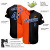 Custom Black Royal-Orange Authentic Split Fashion Baseball Jersey - Image 3