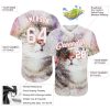 Custom White White-Medium Pink 3D Pattern Design Cat Authentic Baseball Jersey - Image 3