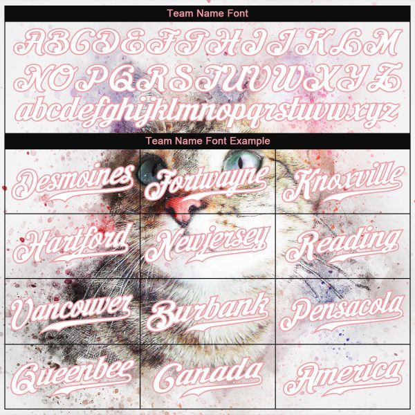 Custom White White-Medium Pink 3D Pattern Design Cat Authentic Baseball Jersey - Image 4